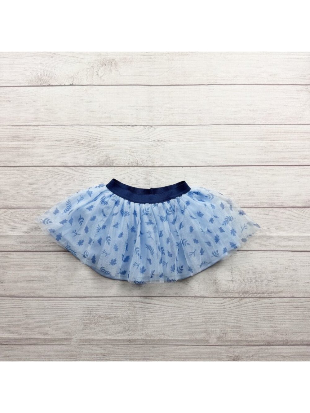 Disney Frozen Toddler Girls Blue Tulle Skirt Leaf Print 3T